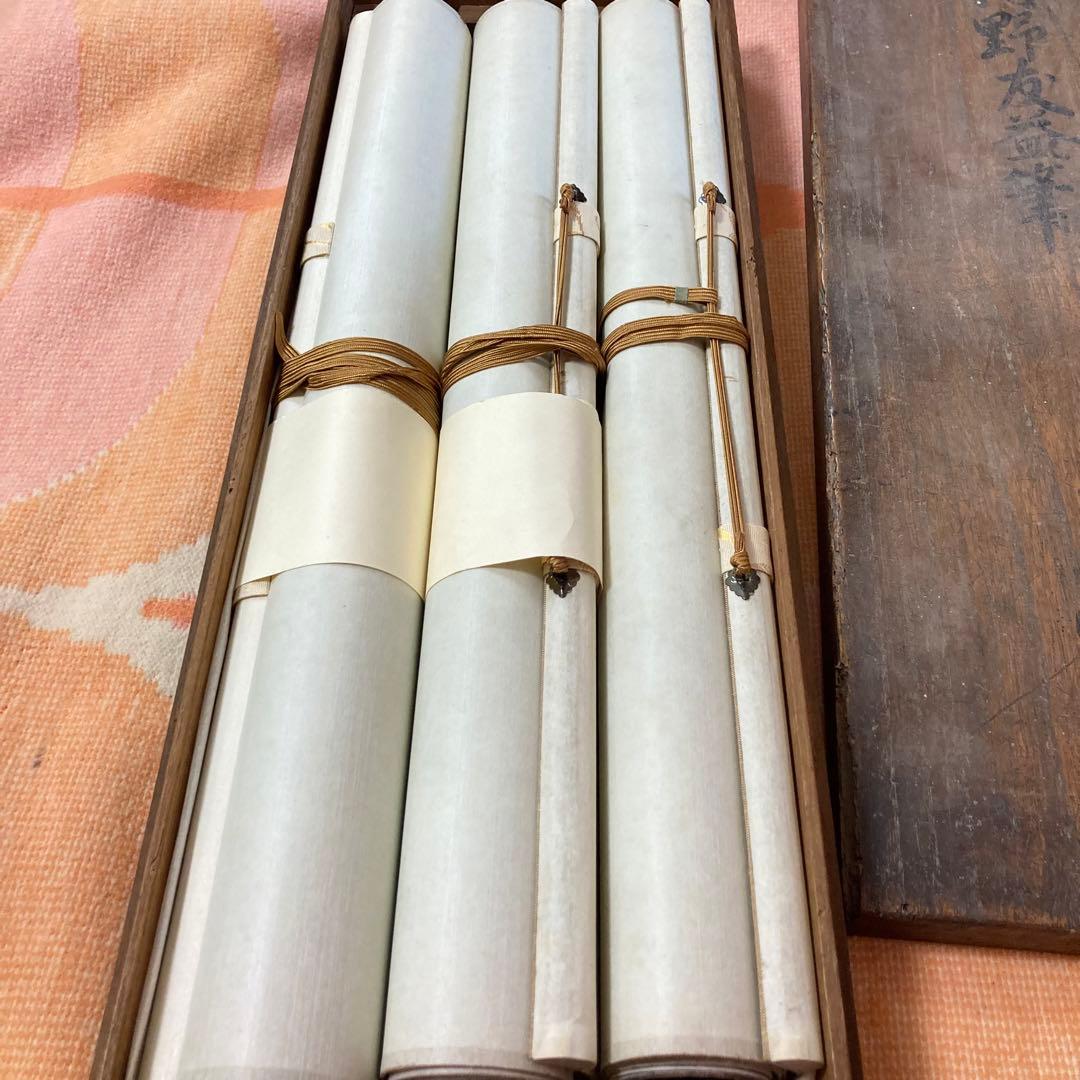 掛軸　3本セット　木箱入り　狩野友益　コレクション　アンティーク　まとめ売り