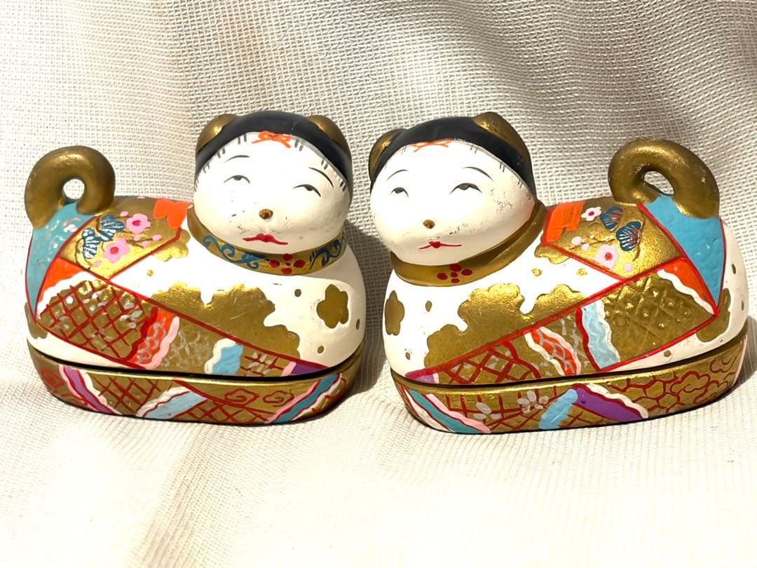 犬筥　一対　希少品　有職京都御所　安産祈願　蓋もの　雛人形　香合　古美術骨董