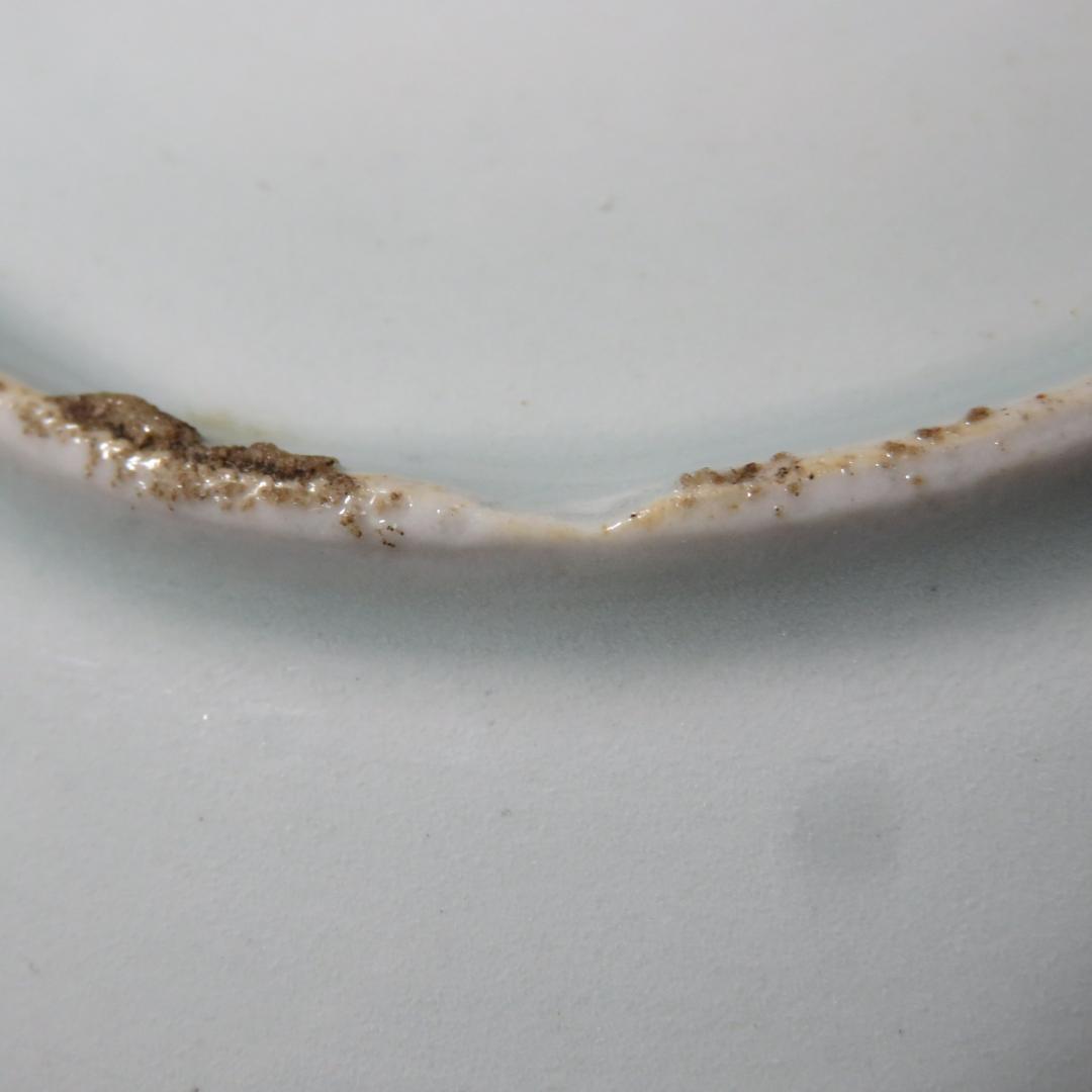 皿 5枚 古伊万里 染付 山水 江戸 窯傷 家屋 船