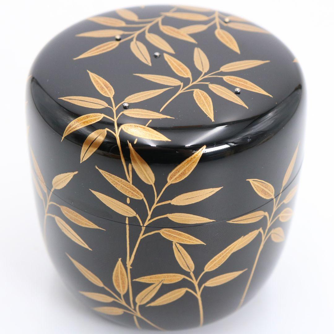 蒔絵師 筑城良斉作 笹露 大棗 茶道具 共箱　V934　N8