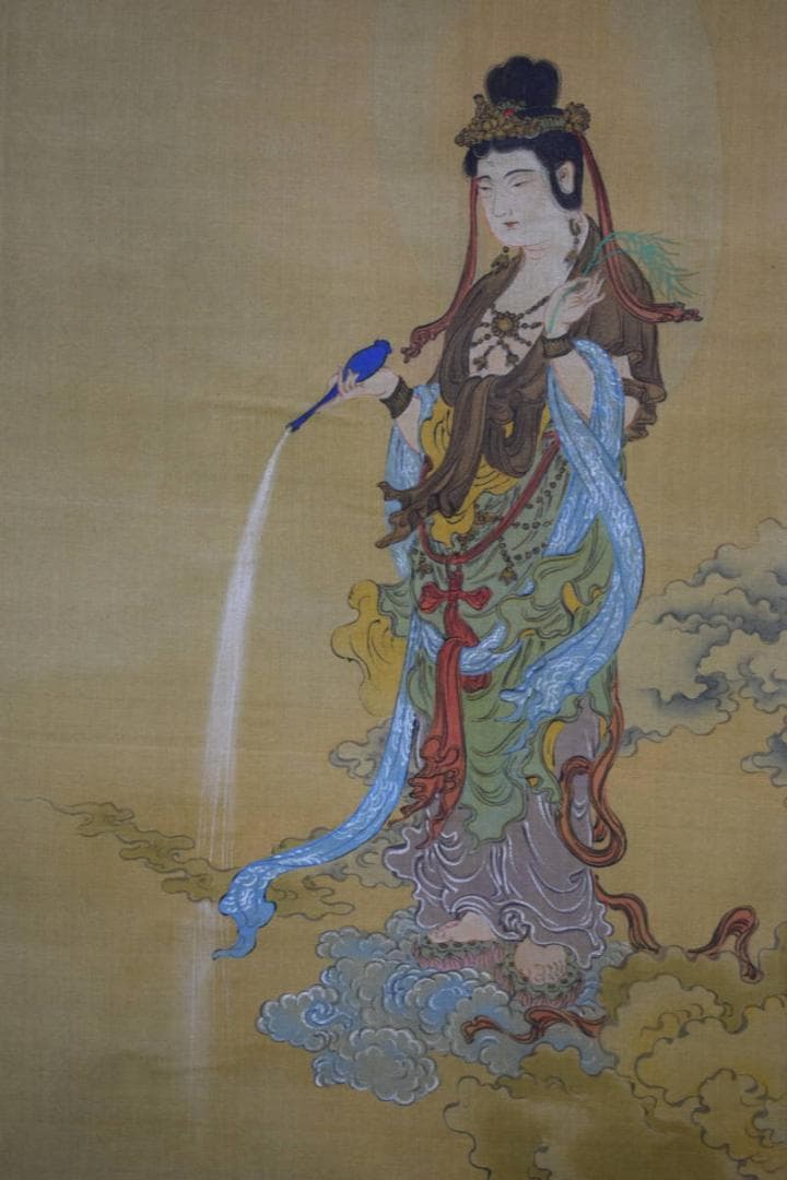 模写/橋本雅邦/観音図/金襴表装/布袋屋掛軸HF-795