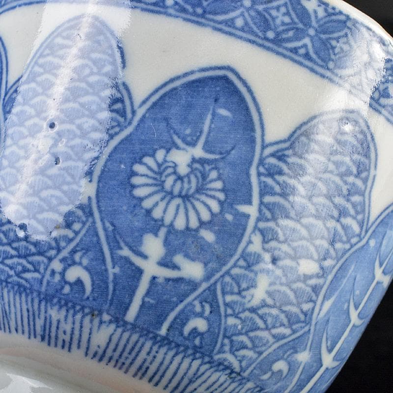 瀬戸焼　染付印判手　煎茶器　十二客　N　R7222B