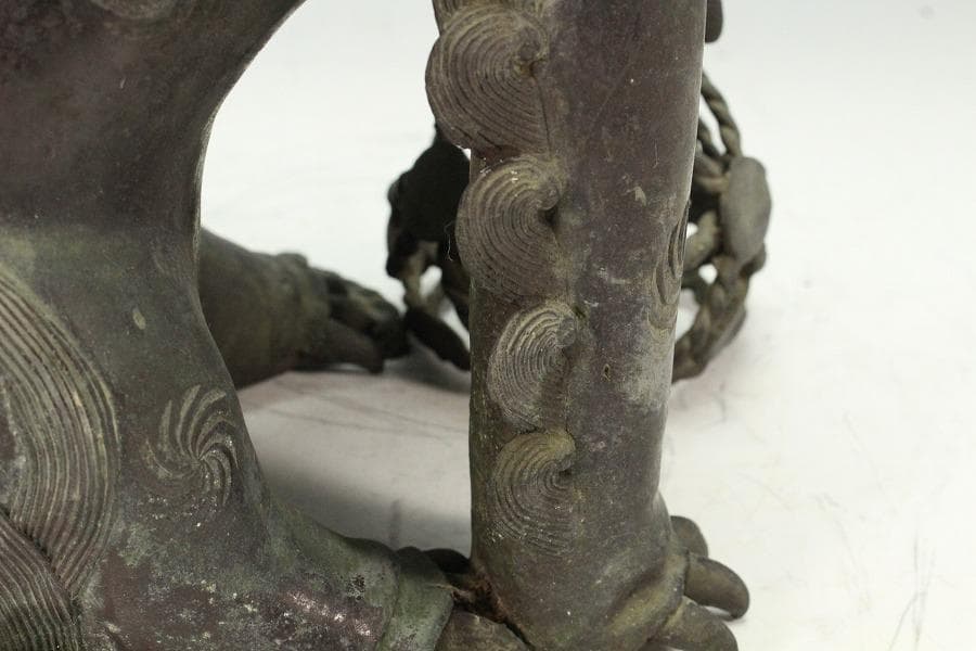 古銅 獅子 香炉 置物 時代物 骨董(K-YC451)