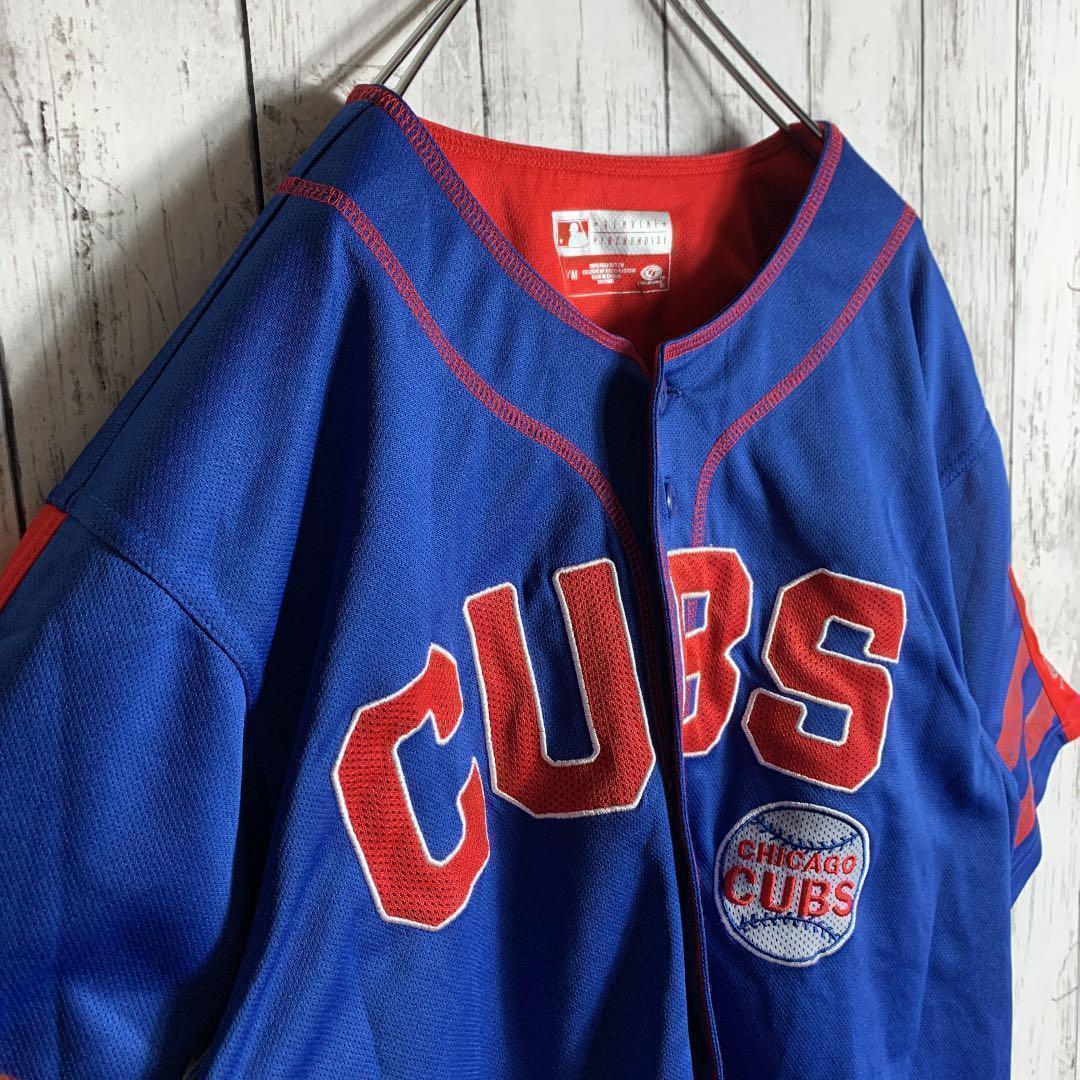 【MLB】古着 メンズ 青 野球 ベースボールシャツ シカゴカブス ★ストリート
