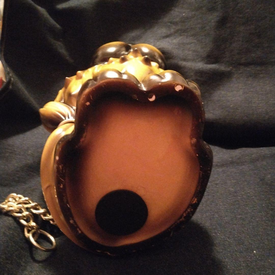 昭和レトロライオン型陶器製特大貯金箱　ビンテージ雑貨 チェーン付き