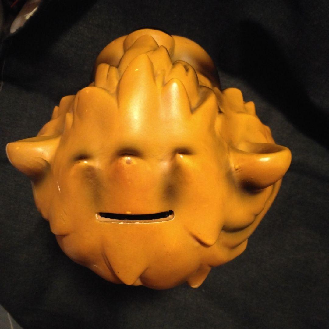 昭和レトロライオン型陶器製特大貯金箱　ビンテージ雑貨 チェーン付き