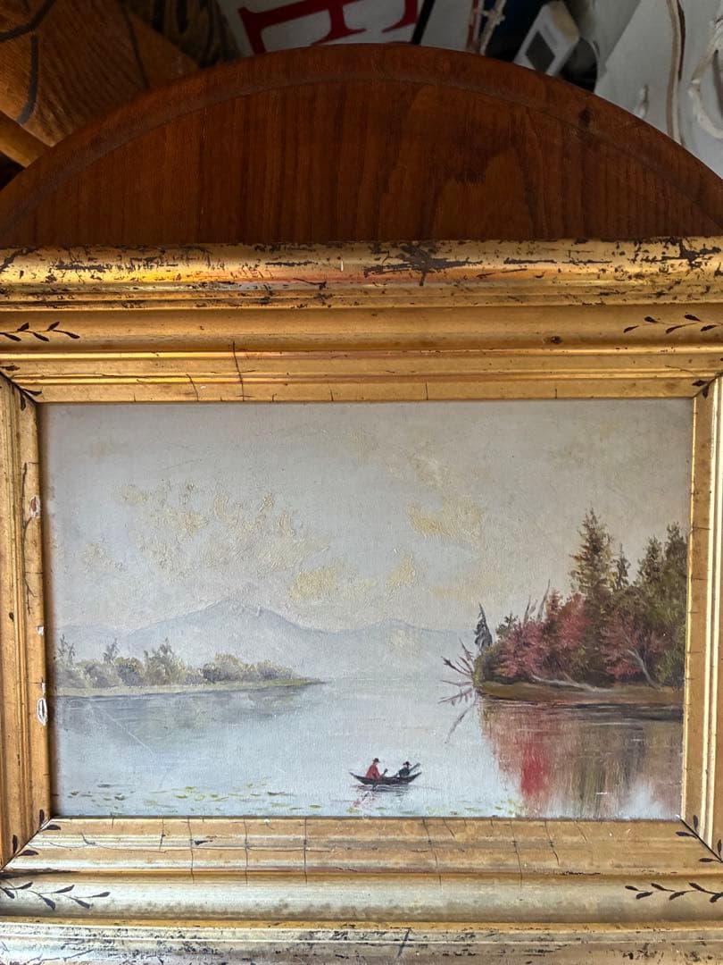 アンティーク　絵画　油絵　額付き　インテリア　装飾　1800年代　アメリカ