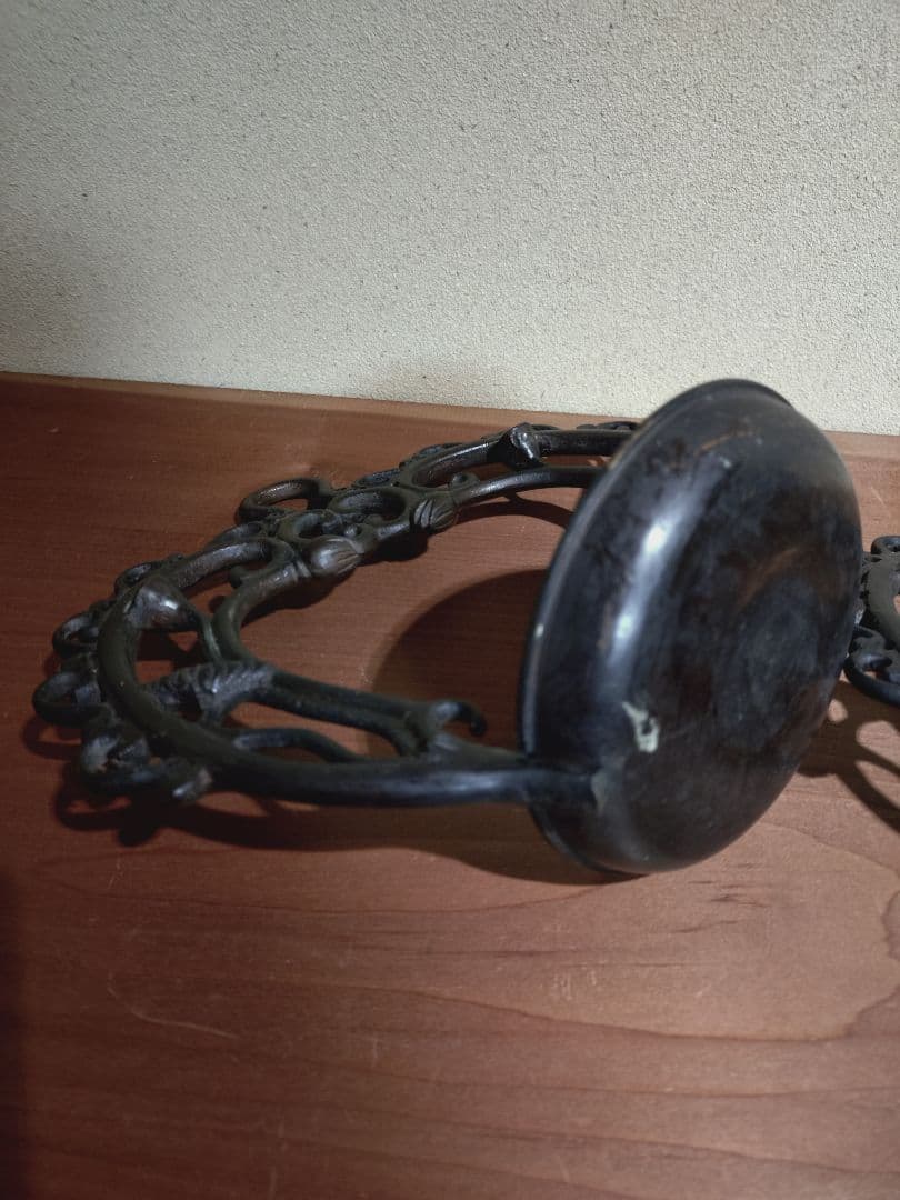 銅製 吊るし 蓮弁紋 灯火器一対 花器 花入れ 古道具 古民具 行燈 行火 灯明