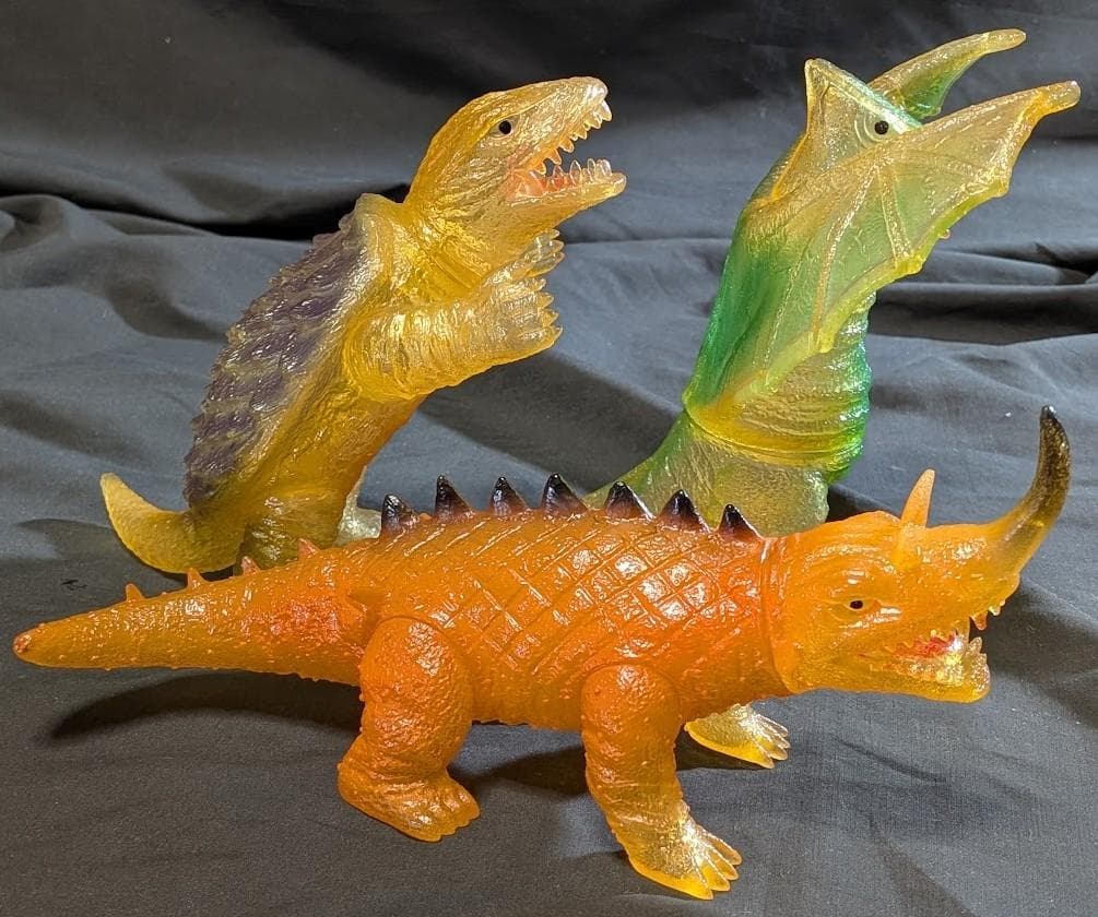昭和ガメラ＆バルゴン＆ギャオス（日東復刻）クリアミドルソフビフィギュア３体セット
