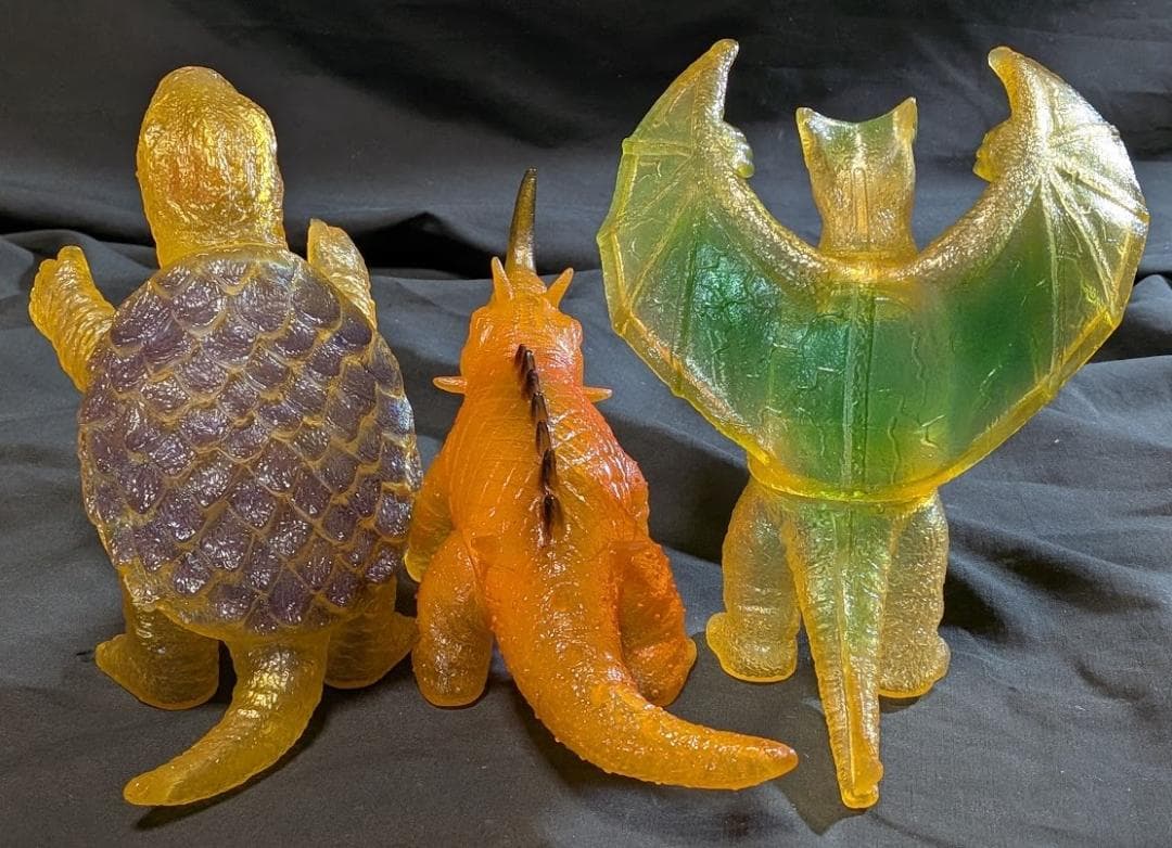 昭和ガメラ＆バルゴン＆ギャオス（日東復刻）クリアミドルソフビフィギュア３体セット