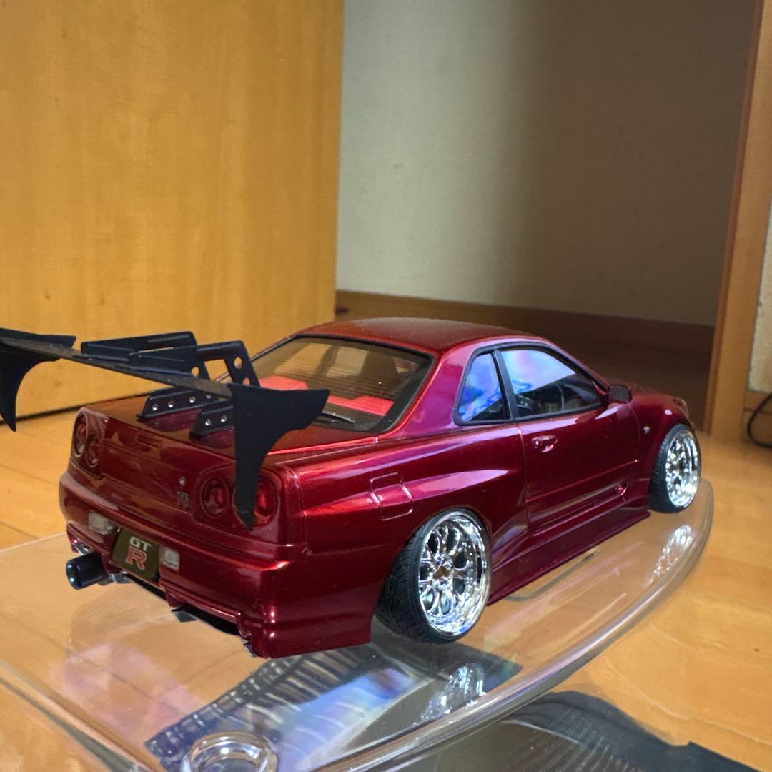 タミヤ 1/24 スカイライン GT-R R34 キャンディレッド塗装 完成品