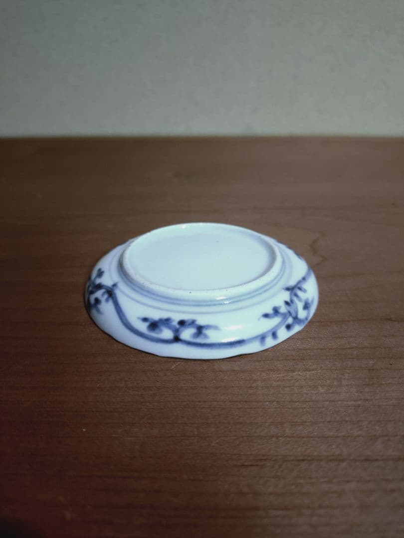 古伊万里 染付 蛸唐草紋 輪花 豆皿 手塩皿