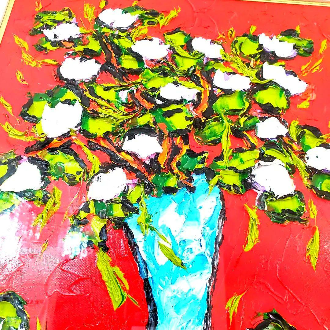 美品✨️油絵　アントワンキニブリー　レッド&ホワイト　64.5×74.5