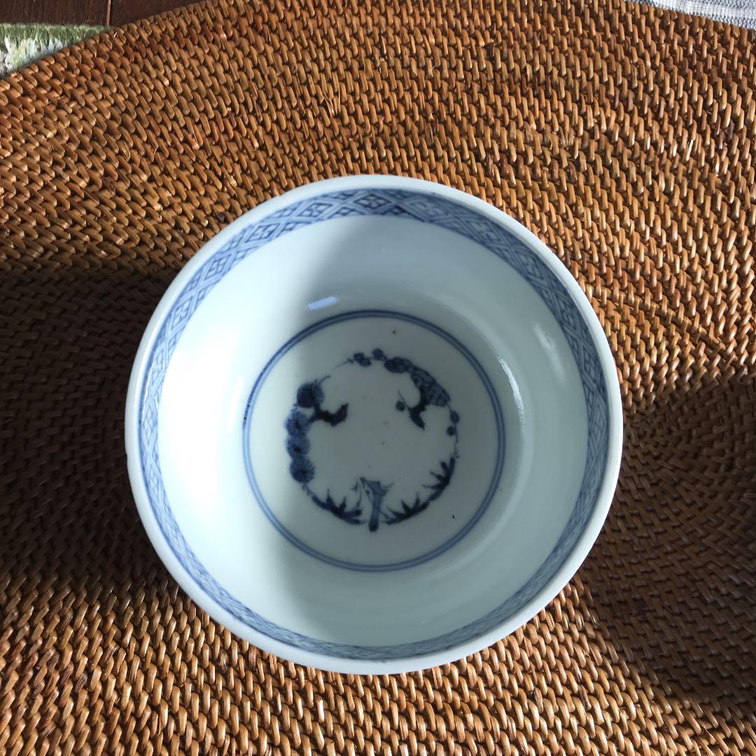 花唐草 染付 蓋付 茶碗