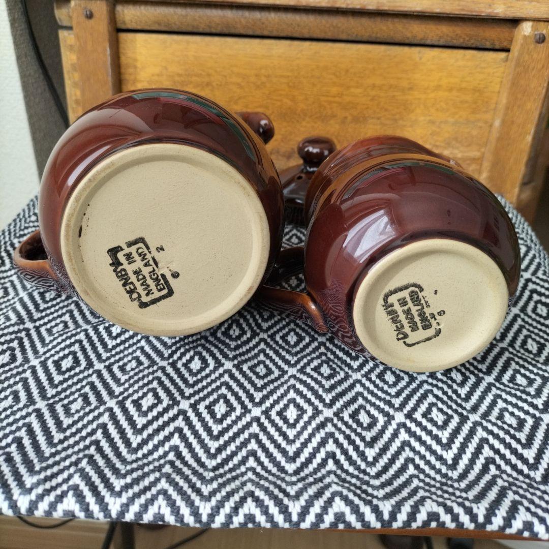 イギリス　ビンテージ　denby コーヒーポット　＆　クリーマー