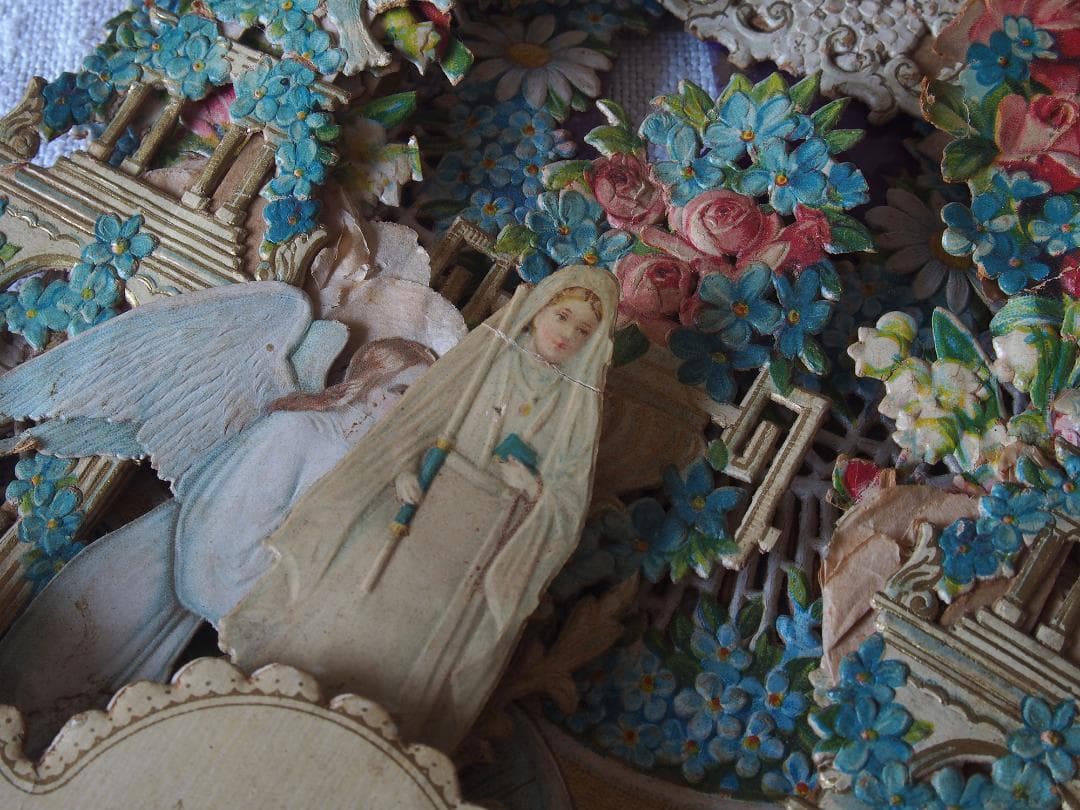 天使と花の装飾のペーパーデコレーション ヴィクトリアン期ペーパークラフトK400