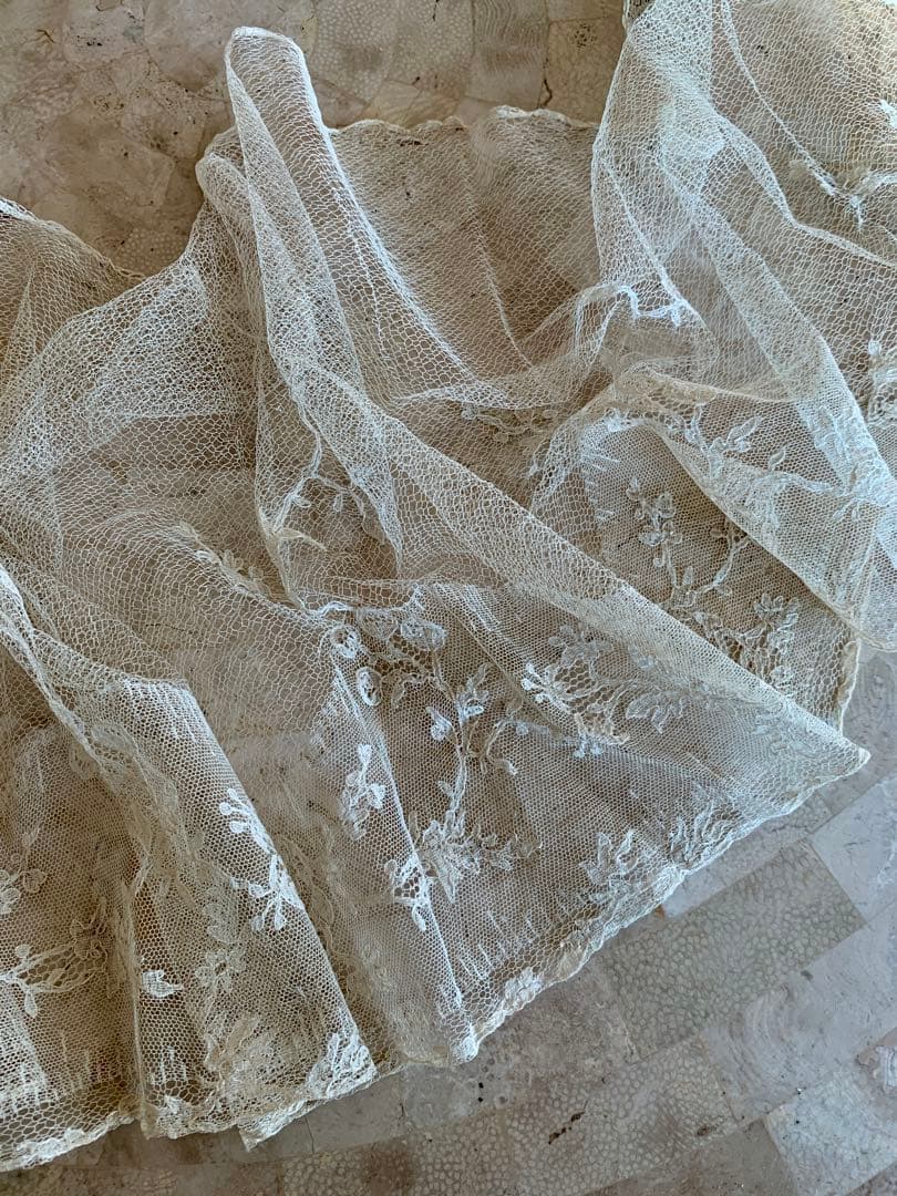 フランスアンティークチュールレースヴェール2点※アプリカシオンプリンセスレース