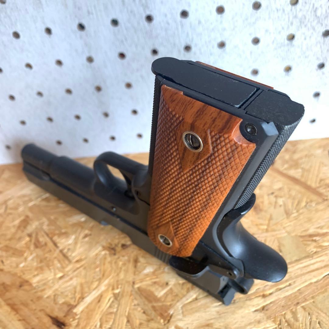 S2S M1911 ハンドガン エアコッキング ブラック シルバー木製柄グリップ