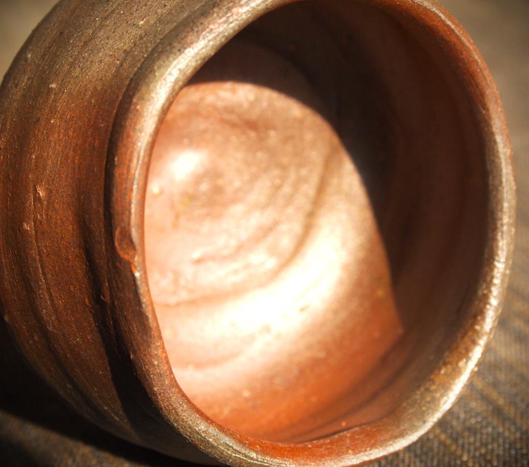 人気作家★中村和樹【師：中村真・中村六郎】★備前【窯変】ぐいのみB★共箱・布