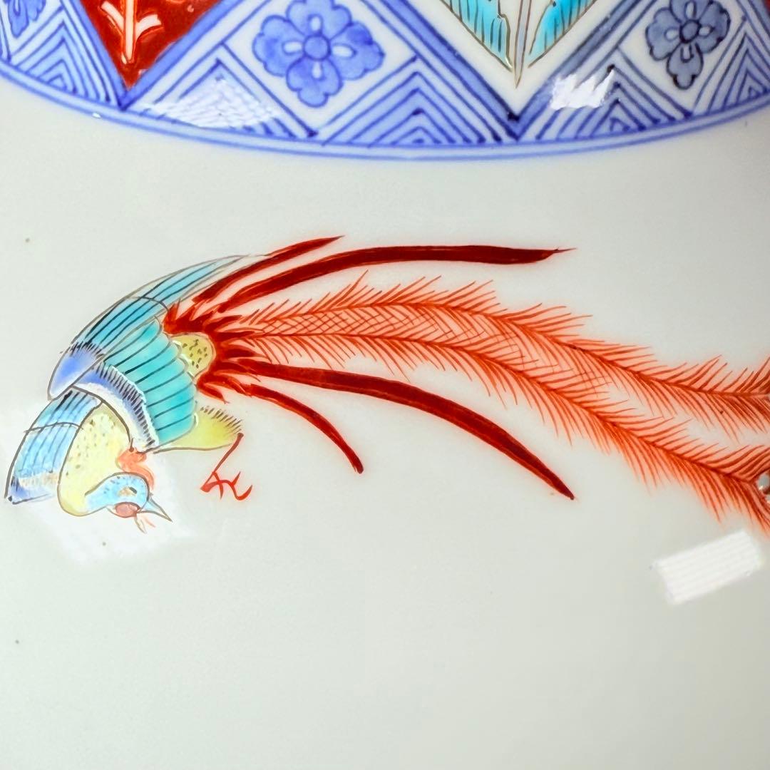 大正～昭和初期　柿右衛門　染錦柳小鳥絵丸胴型花器　共箱　渦福　小畑秀吉