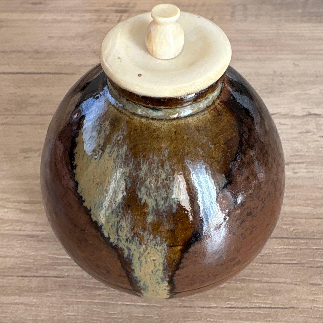 膳所焼　陽炎園　大梅茶入　茶道具