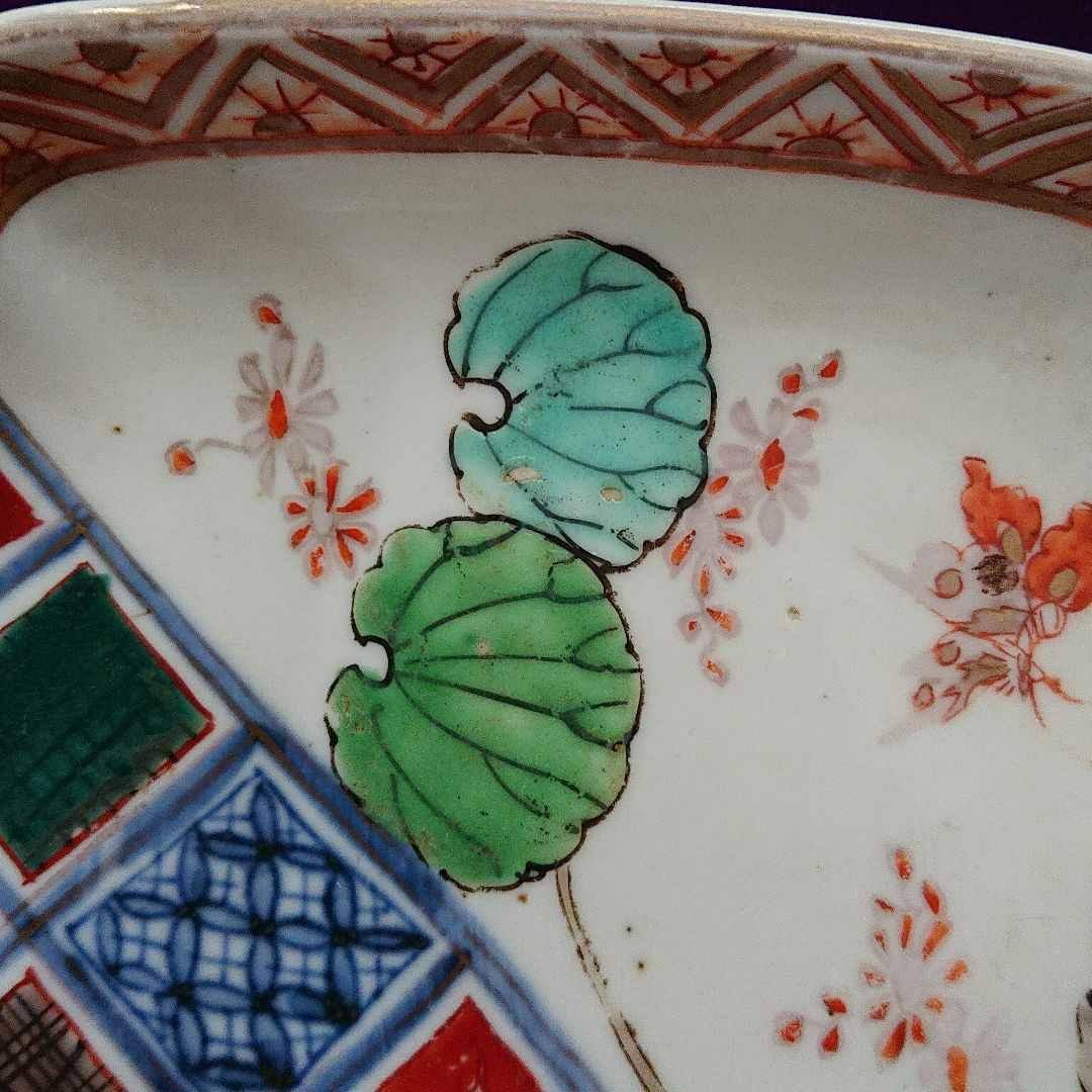 古伊万里 色絵 赤絵 角皿5枚