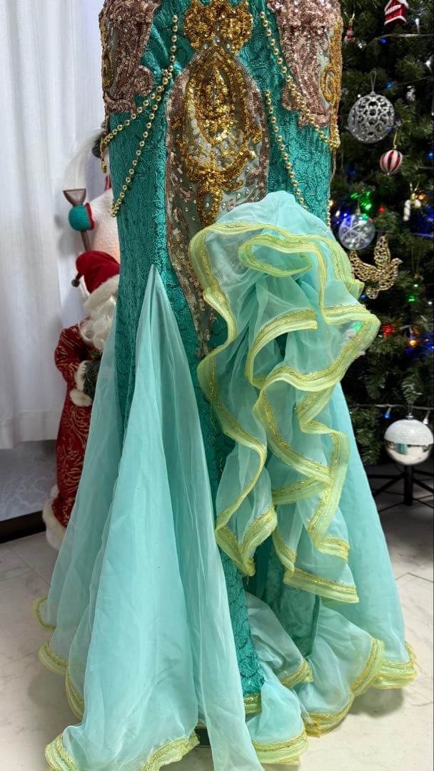 オリエンタル衣装 ベリーダンス ターコイズ M/L