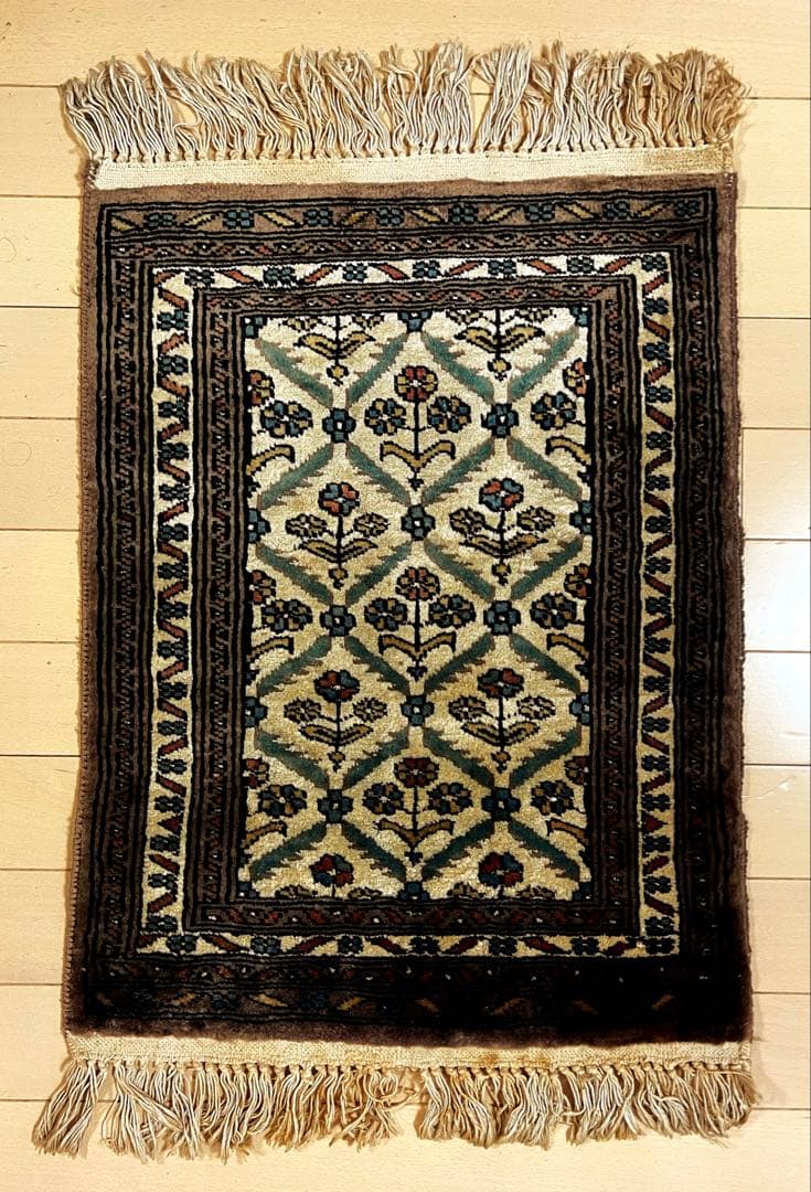 オールド ペルシャ絨毯 シルク/ウール混 61㎝