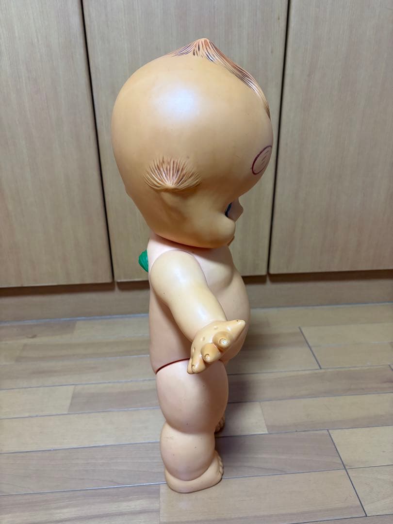 【家宝】特大キューピー人形 56cm 緑羽根 背中花びらS刻印 ヴィンテージ