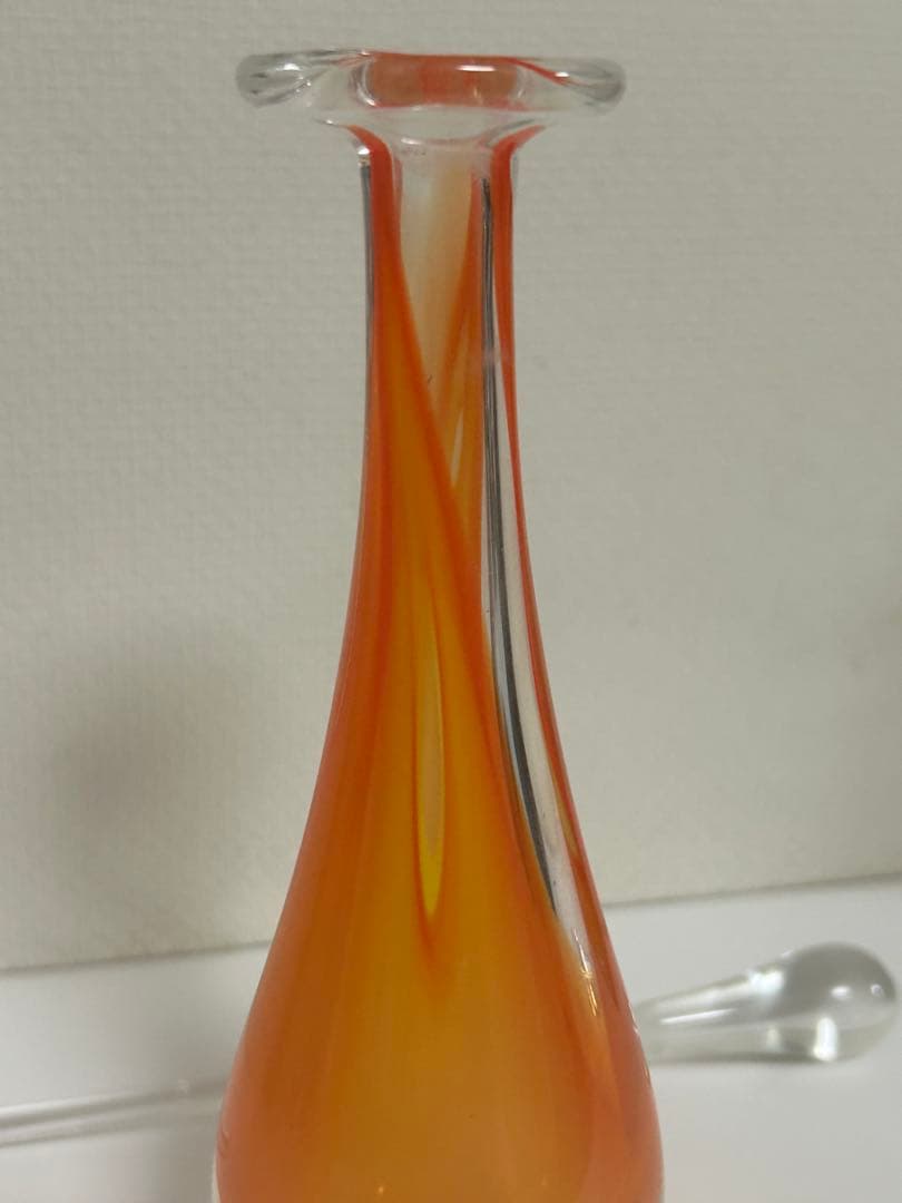 作家　ガラス作家　オレンジグラデーション 香水ボトル　吹きガラス