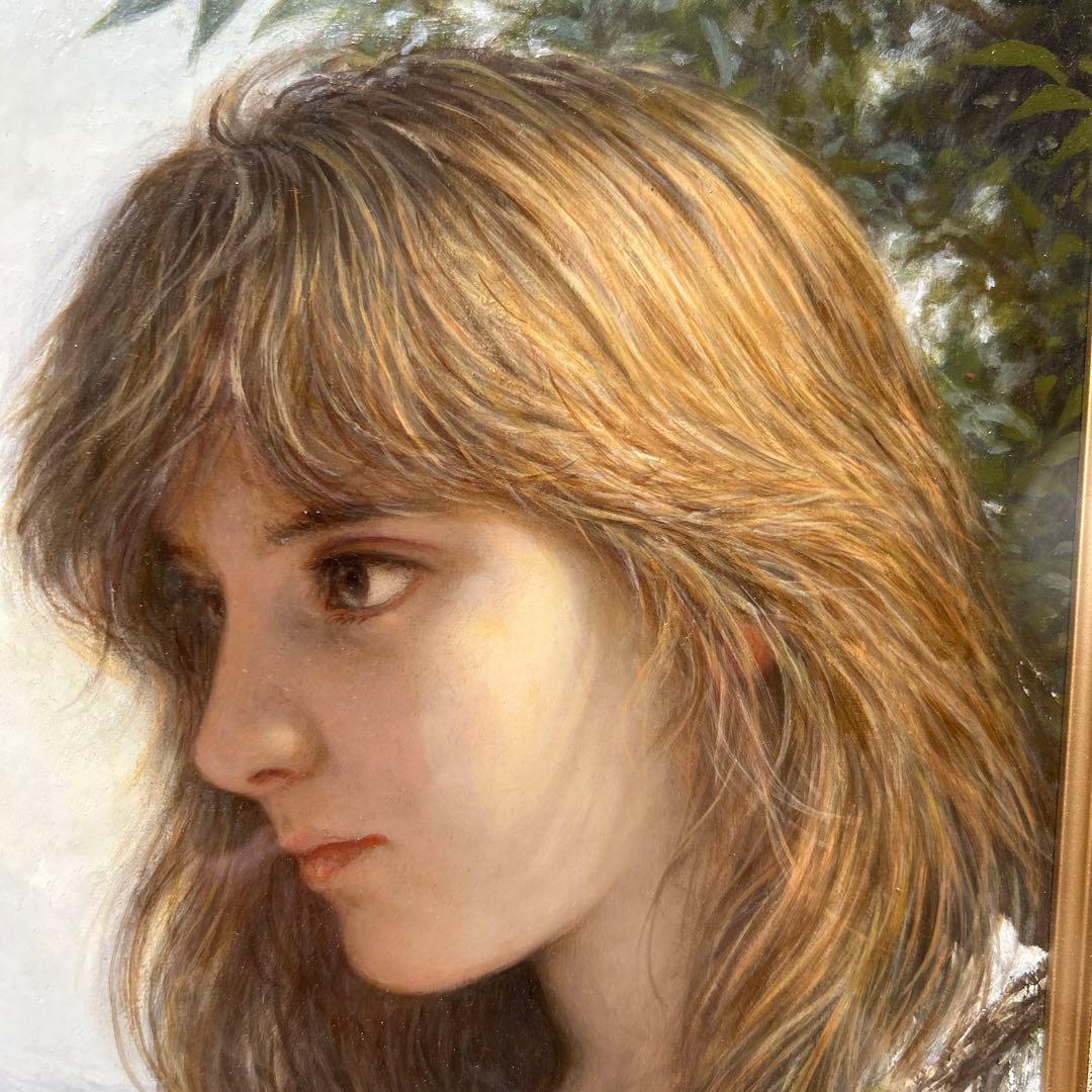 絵画　油彩画　少女　嶋根幸延　「少女(仮題)」