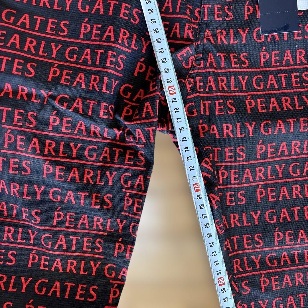 ☆新品☆PEARLY GATES ロゴプリント スリムフィットパンツL 黒/赤