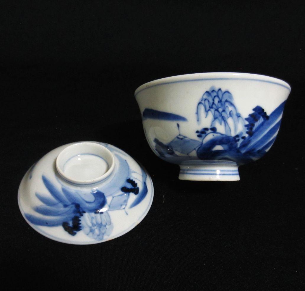 骨董品 アンティーク 蓋付き小鉢 5客セット　何焼きか不明？