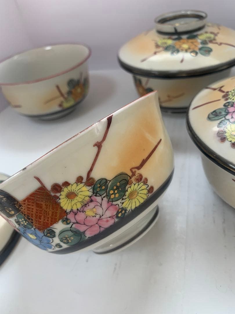 九谷焼　蓋物碗　五客　送料込み