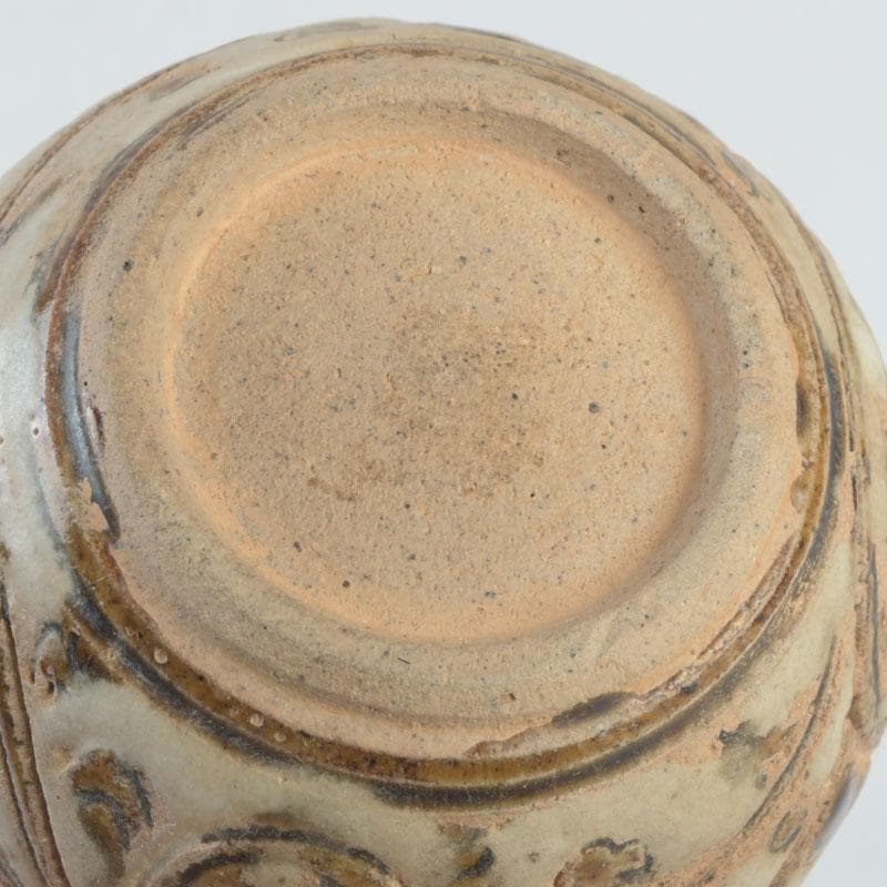 タイ古陶磁　スンコロク　宋胡禄　唐草文　盒子　香合　仕覆付　V　9902