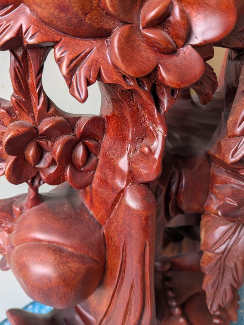 布袋尊 花梨 置物 木彫り 七福神