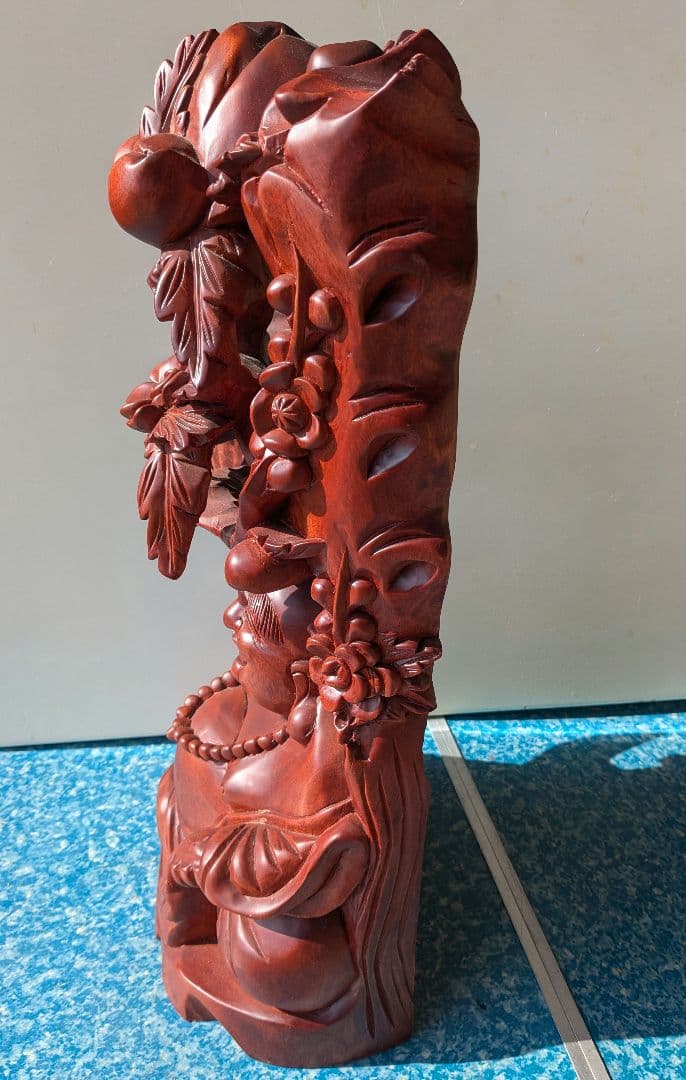 布袋尊 花梨 置物 木彫り 七福神