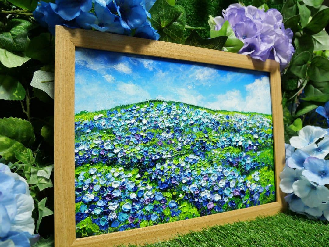 油絵 絵画 【紫陽花の丘】
