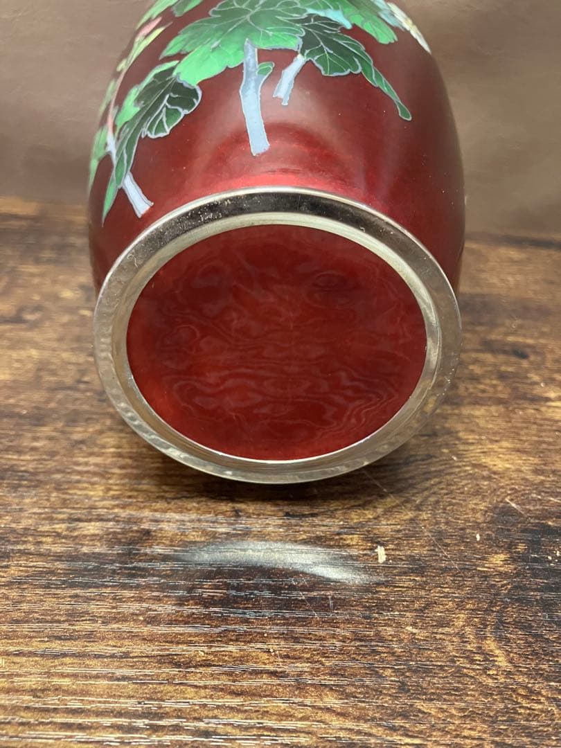 七宝焼 花瓶 菊柄 大小2個セット