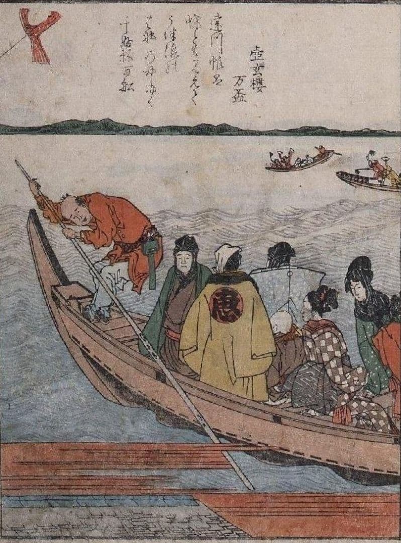 葛飾北斎作　浮世絵版画「絵本　隅田川両岸一覧」上巻　越前和紙複製画