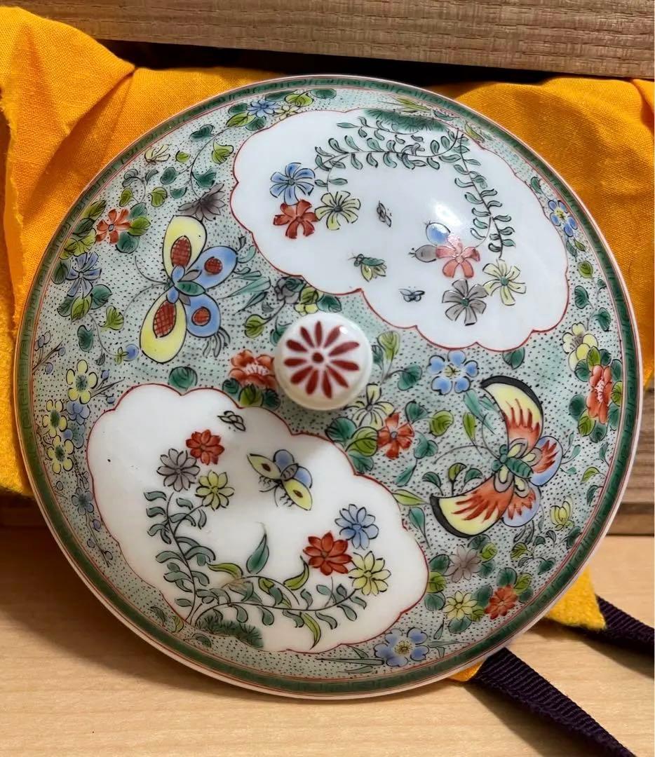 中国 清时代 茶碗 豆彩 花卉 龍紋【康熙年製在銘】古美術。