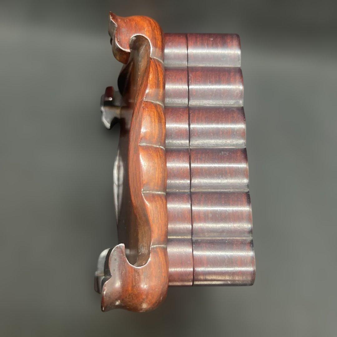 昭和レトロ　紫檀製小物入れ　タバコ入れ　昭和七年　上海事変記念　貴木紅木　お記念