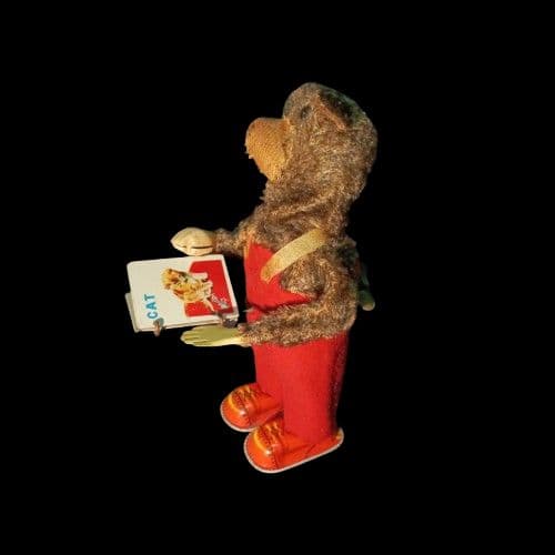 昭和 の ブリキ玩具 「リーディングベア」絵本を読むクマ ゼンマイ動力