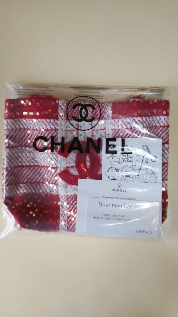 CHANELビューティーノベルティツイードスパンコールトートバック