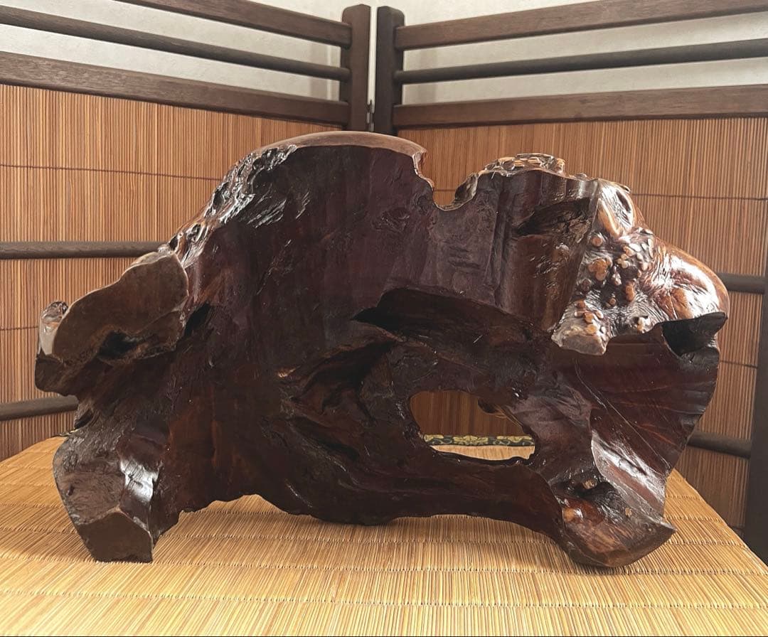 古木 刳抜彫り 花台 香台 盆栽台