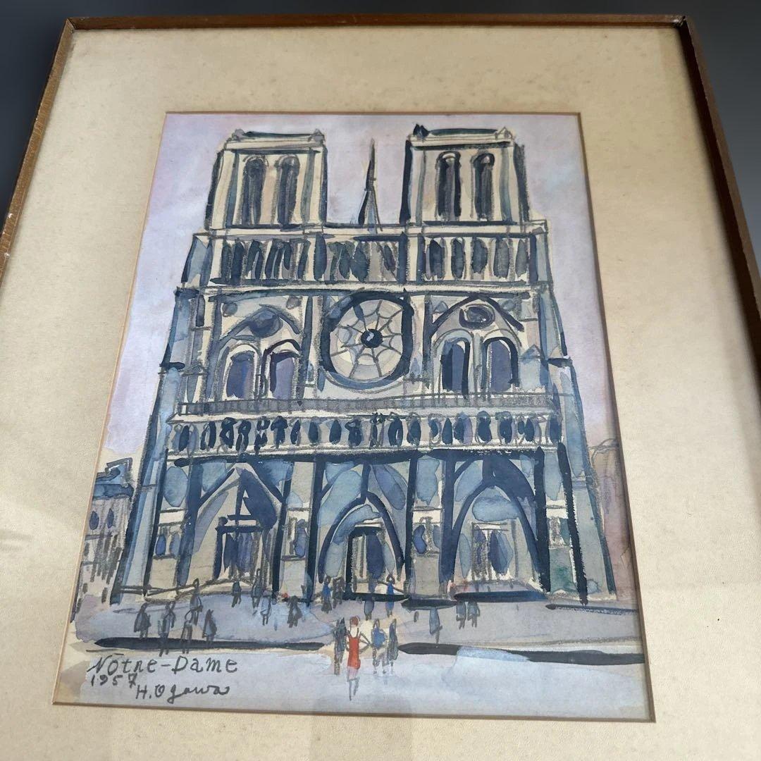 お値下げ❣️かわいすぎ〜！ヴィンテージ水彩画 Notre-Dame 1958