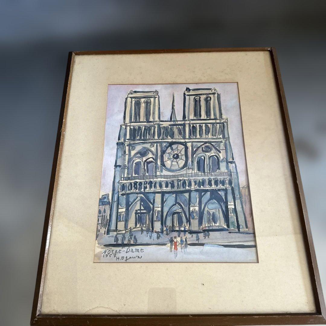お値下げ❣️かわいすぎ〜！ヴィンテージ水彩画 Notre-Dame 1958
