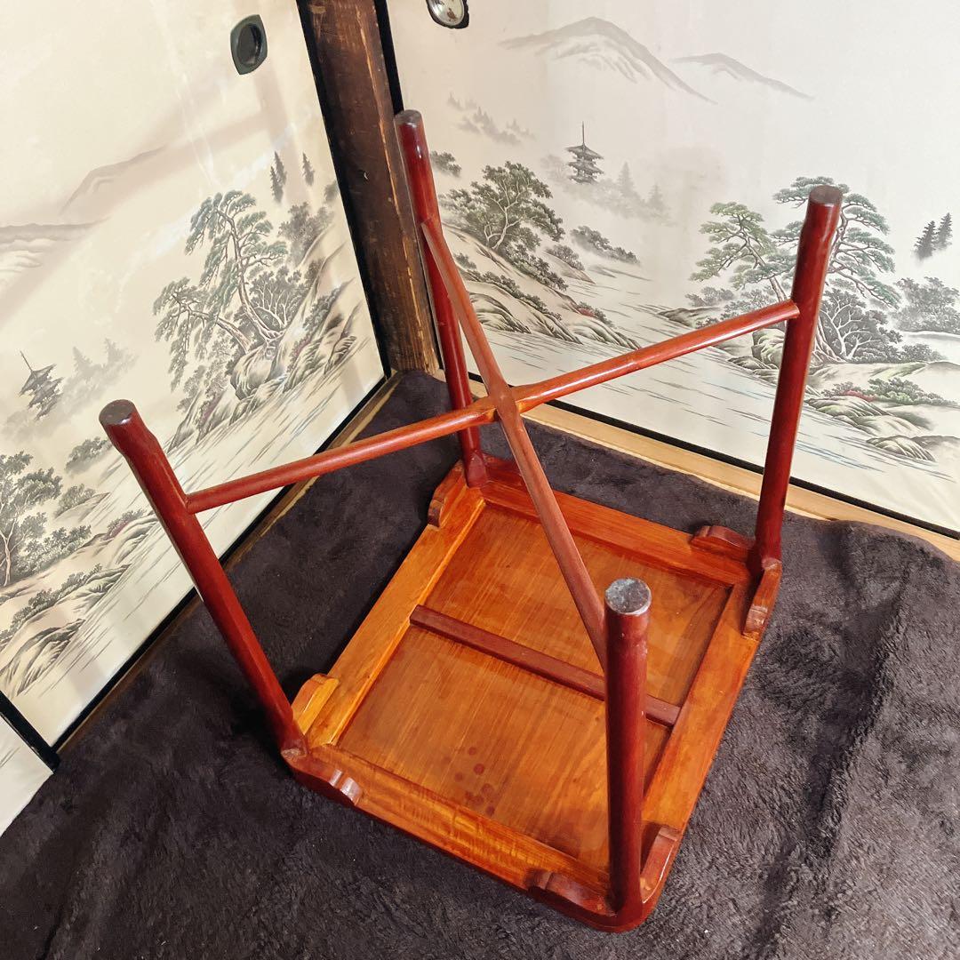 中国家具 木製サイドテーブル 花台 飾り台 角卓　唐木調