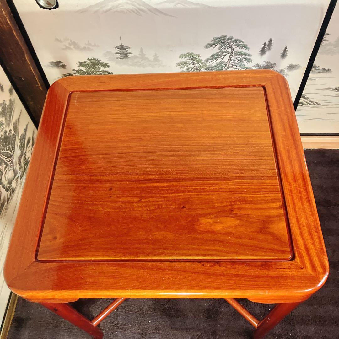 中国家具 木製サイドテーブル 花台 飾り台 角卓　唐木調