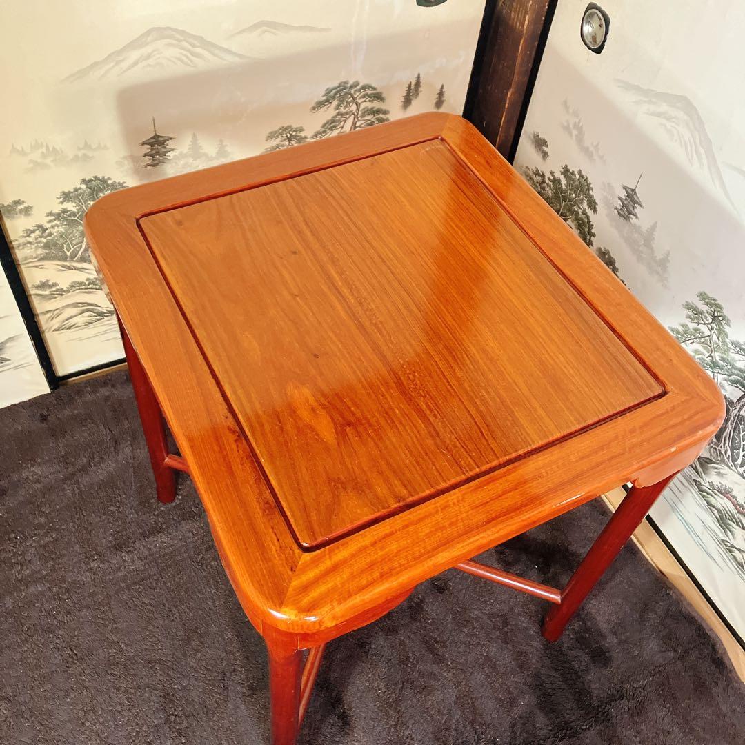 中国家具 木製サイドテーブル 花台 飾り台 角卓　唐木調